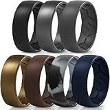 Picture of Egnaro Men's Silicone Rings 8mm Wide 2.2mm Thick Rubber Wedding Bands, 1/4/5/6/7 Multipack of Breathable Patent-Pending Design