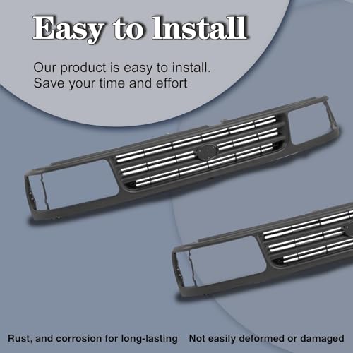 CarPartsDepot Front Dark Gray Shell Grille Assembly Grill And Insert With Headlight Holes Compatible With 1993-1998 Toyota T100 5311134010 TO1200191