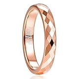 NUNCAD Rose Gold Men's Tungsten Wedding Ring Diamond Pattern Surface Polished Finish Comfort Fit Size S
