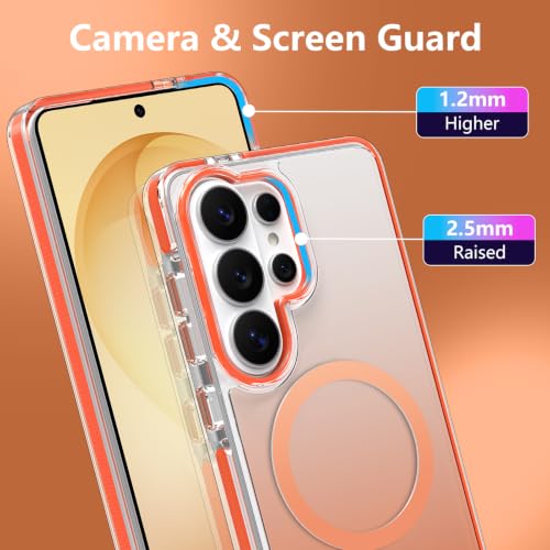 Image of Magnetic Case for Samsung Galaxy S26 Ultra [Compatible with Magsafe] [Anti-Yellowing] [1 Screen Protector] Slim Clear Iridescent Case for Galaxy S26 Ultra 6.9 inch, Orange