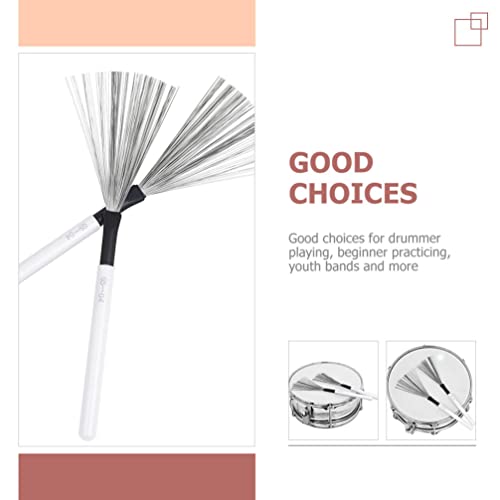 Vaguelly Enhance Your Drumming Experience 2pcs Jazz Drum Brushes Wire Brush Wooden Handle miniatura 3