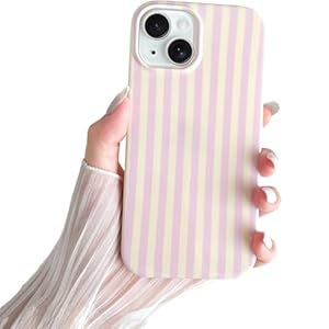 SmoBea Kompatibel mit iPhone 14 Hülle, Süßes Striped Handyhülle, Weiches TPU, Schlanke, Stoßfeste Telefonabdeckung für Frauen und Mädchen, Schön und Stilvoll, Rosa und gelb