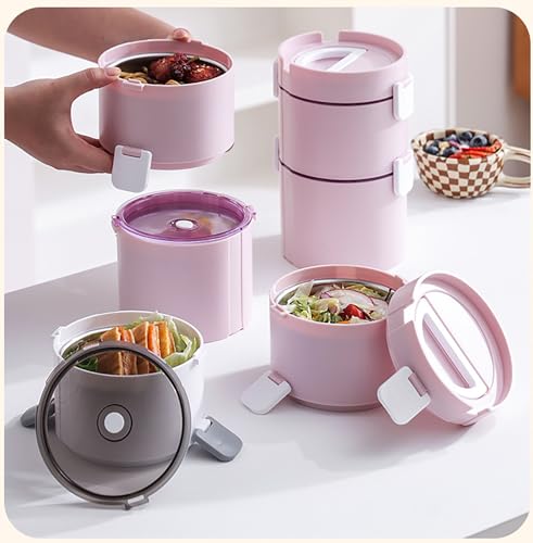 Image of House of Quirk 3-Layer 304 Stainless Steel Lunch Box | Large Capacity Leak-Proof Food Storage Container for Office, School & Travel (White)