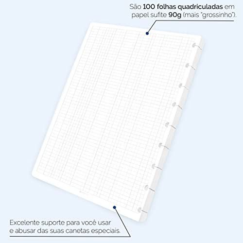 Refil Caderno De Disco ISCOOL Quadriculado 100 F 90g Médio