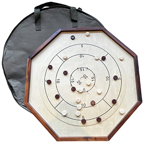 DOCTOR SPORT Crokinole Kanadisches Strategie-Brettspiel - offizielle Größe 69x69 cm - mit schönen Spielscheibenkomplett mit luxuriöser Trage- und Aufbewahrungstasche Cover