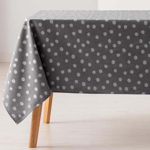 GAMUSI Mantel Antimanchas Mesa Rectangular Puntos pequeños Liso Jacquard Impermeable 140x100 cm, Tacto Tela, Color Antracita