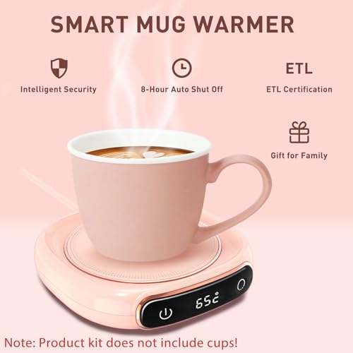 Coffee Mug Warmer, 3 Temp Settings Mug Warmer for Desk, Cup Warmer with LED Lights, Suitable for Coffee Mugs, Flat Bottomed Glasses, Stainless Steel Cups, Ceramic Mugs, Milk Boxes (No Cup) by QPPKII - Used condition - Image 3