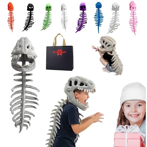 Dinosaur Skeleton Costume 3D Dinosaur Plush Huggable Softness Skeleton Costume For Dress-Up Parties & Photos (Grey 31 in)