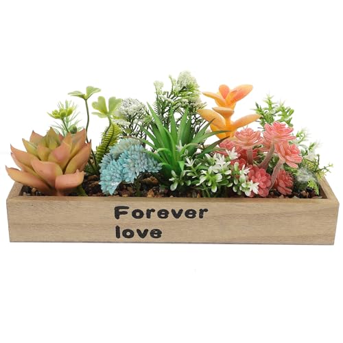 Plante artificielle réaliste en pot de bois Holibanna déco de table - 2