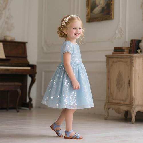 Image of Otter MOMO Girls Open Toe Princess Flat Sandals with Comfort Sole Summer Sandals