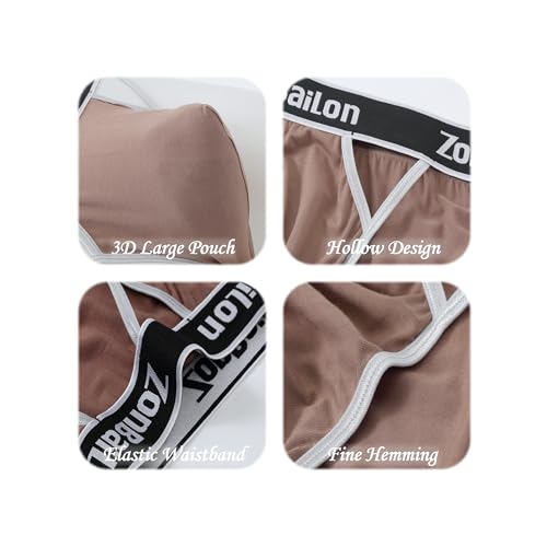 JINSHI Men's Bamboo Viscose Briefs Male Ball Pouch Cutout Low Waist Brief Soft Sweat Wicking Breathable Underwear Panties3