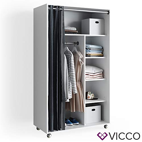 Vicco kledingkast plankenkast garderobe Doros wit mobiele open rollen - Image 8