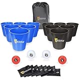 12 Pack Giant Buckets and Balls Yard Tossing Game Set with Carrying Bag, Exercise N Play Bean Bags Tossing Game Set for Beach Family Friends Party Wedding Indoor Outdoor Leisure Sports (Blue&Black)