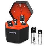 AFUCLIM Rechargeable AA & AAA Lithium Batteries with Charger: 6-Pack AA and 2-Pack AAA | 1.5V 3000mWh Double A Triple A Battery, Long Lasting Cycles Lithium-ion Battery Storage Box for Home, Office
