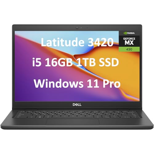 Image of Dell Latitude 3420 3000 Business Laptop (14 inch FHD, Intel 4-Core i5-1135G7 (Beat i7-1065G7), 16GB RAM, 1TB SSD, GeForce MX450), Long Battery Life, Wi-Fi, Webcam, Ethernet, Type-C, Win 11 Pro, Black