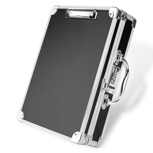 Pechor Clipboard Combination Lock Clipboards with Storage Briefcase Heavy Duty Box Aluminum Metal with Handle, Storage Clipboard Maximum Security Large Capacity