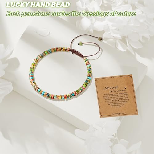 Fangool Healing Bracelets for Women : Inspirational Natural Stone Bracelets - Get Well Soon Present - Spiritual Present Thoughtful Gift for Friends Sister, Life is Tough But So are You Bracelet3