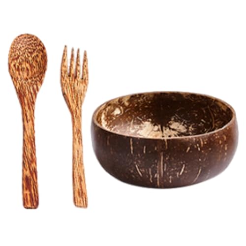 Lista de Coca C del mes. 36 Juego de cuencos de coco, cuenco de cáscara de coco hecho a mano, cuenco multifuncional para batidos para acampar, C