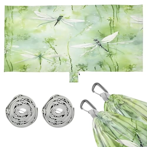 SDMKA Dragonflies Green Camping Hammock, 330 lbs with 2 Tree Straps, Carry Bag, Single Portable Hammock for Outdoor/Indoor, Hiking, Beach, Backpacking, Travel