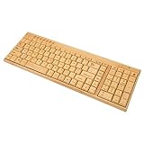 PenRux Keyboard and Mouse, Bamboo Wood Full Sized Keyboard, Unique Compact Mouse, 2.4 GHz USB Receiver for Windows, Laptop Computer, PC Desktop, Plug and Play
