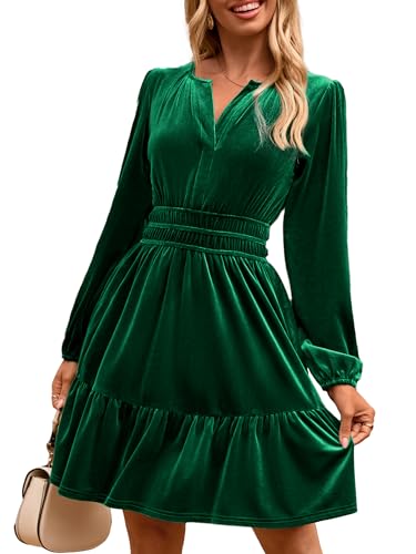 Simplee Women's Velvet Mini Dress with Pockets