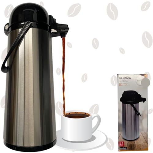 Garrafa Térmica de Café 1.9 Litros, Grande Inox