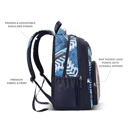 Image of Gear Frolic 17 inch /20L Medium Water Resistant School Bag /Casual Backpack /Daypack /Laptop Bag for Boys /Girls (Blue - Cream)
