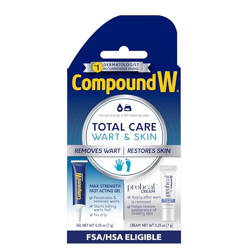 Compound W Total Care Wart Remover with Proheal Cream for Skin - 0.25 oz and Maximum Strength Fast Acting Salicylic Acid Gel - 0.25 oz