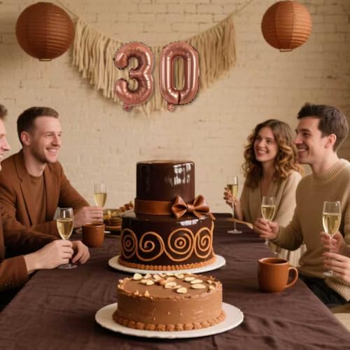 Image of TONIFUL Number Balloon 16 Inch 10 Pcs Brown 0-9 Birthday Number Balloons