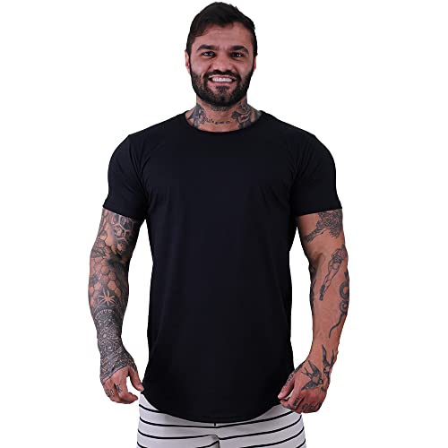 Kit 4 Camiseta LongLine Masculina MXD Conceito Básicas Slim Manga Justa Verão Academia Musculação Tr