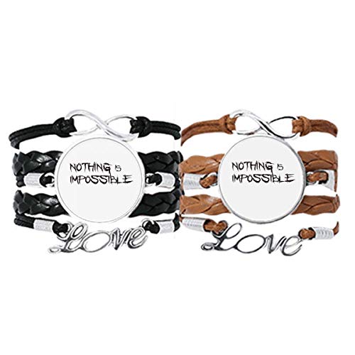 Bracelet Rien n'est Impossible cuir couple corde contre la distance