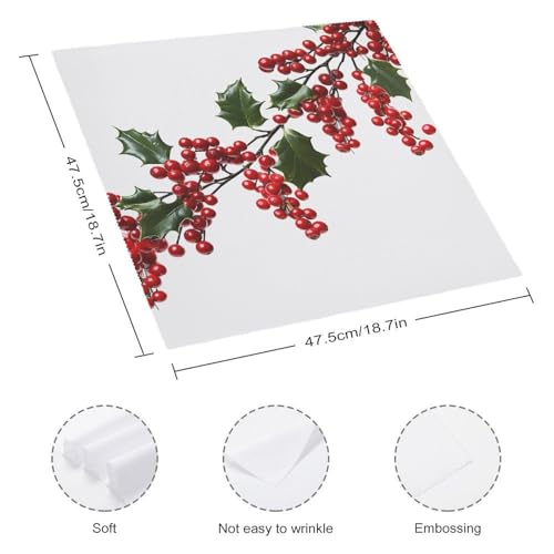 Servilletas de tela Holly Berry Branches 2 unidades miniatura 2