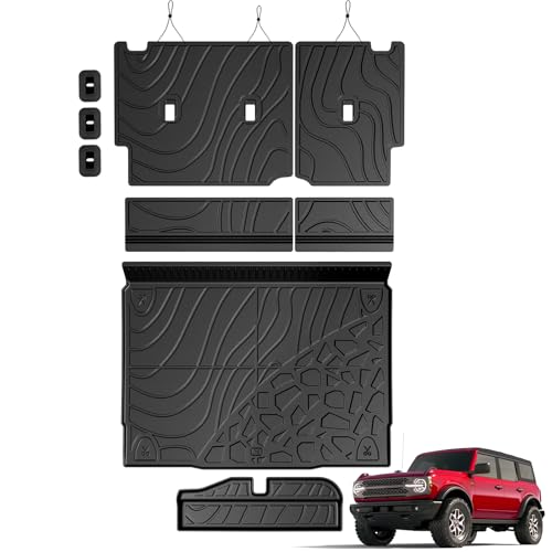 GALVAGNITE Cargo Mat for 2021-2025 Ford Bronco 4 Door Full Coverage All Weather Trunk Cargo Liner with Backrest Protectors for Bronco Accessories (Not fit Sport)