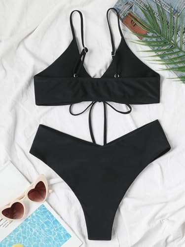 Sexybody Women's V Cut Bikini Sexy Tie Front Cutout High Cut Two Piece Swimsuit Bathing Suit4