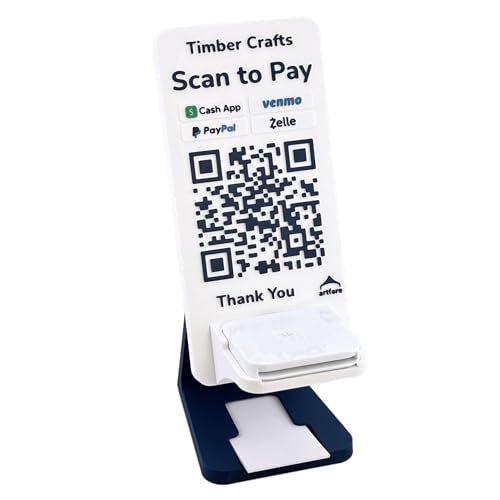 Square Reader Holder and QR Code Payment Sign with Business Card Dispenser, Scan to Pay with Venmo CashApp PayPal Zelle in One QR, Artfare Ultra