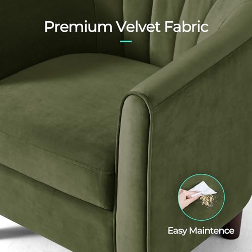 LINSY-Accent-Chair-with-Ottoman-Modern-Barrel-Chair-Comfy-Armchair-Reading-Chair-with-Footrest-Round-Arms-Chair-for-Living-Room-Bedroom-Reading-Room-Velvet-Olive LINSY Accent Chair with Ottoman Modern Barrel Chair Comfy Armchair Reading Chair with Footrest Round Arms Chair for Living Room Bedroom Reading Room Velvet Olive