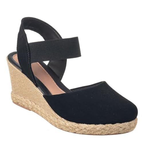 Sandália Feminina Anabela de Salto Elástico Confortável Flat Grosso Macia (Preto, BR, Adulto, Numérico, 34)