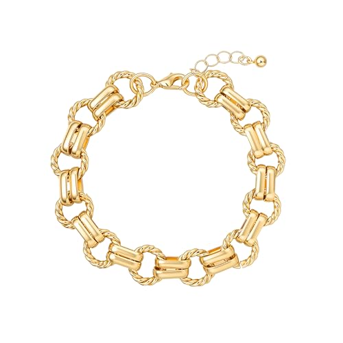 Bracelet chaîne dorée maillons corde et barre le cadeau élégant pour elle