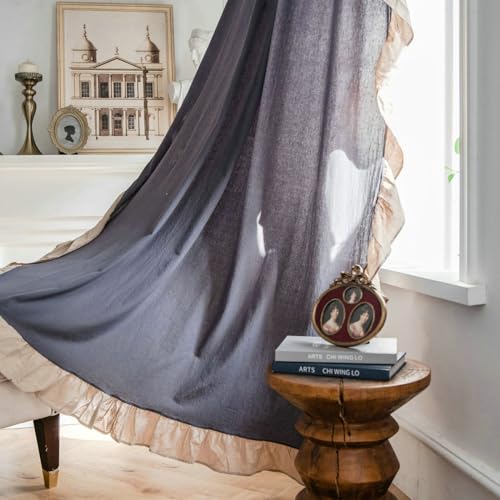 Daesar Semi Blackout Curtains for Bedroom 2 Panels Set, Cotton Rod Pocket Window Curtains 59