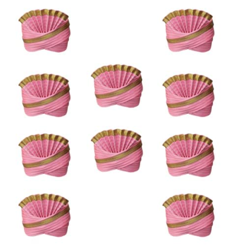 GenericAcquire Trend Pagdi/Turban for Barati & Gharati (Host) to Celebrate Wedding/Any Other Function II for Men & Women (Free Size) II Pack of 10 II Pink Color-BR01