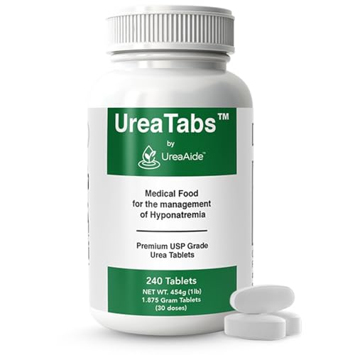 UreaTabs Oral Urea Tablets 1.875 Grams for Hyponatremia Management Low Sodium Support Tasteless Coated 240 Tablets in 1 Bottle Equivalent to 30 Powder Packets or 1 Pound Bag by UreaAide