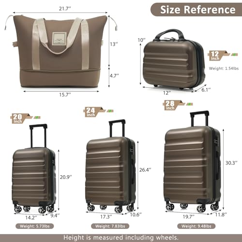 Image of 13 Piece Luggage Sets, Lightweight Suitcases with Dual Spinner Wheels, Carry-On & Check-In Sizes for Travel and Business (brown)