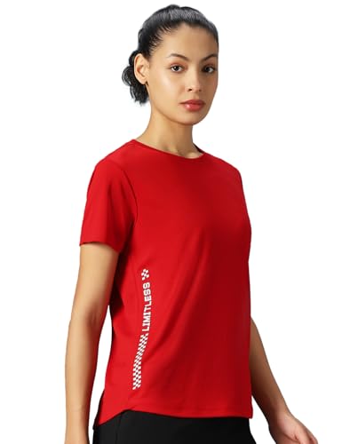 Image of PUMP'D Women's Polyester Regular fit T-Shirt | Quick Dry | Workout Active Gym Wear| Running T-Shirts Quick Dry Sports Half Sleeve Round Crew Neck