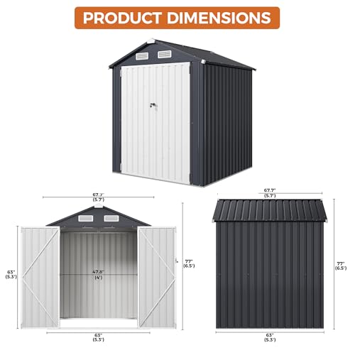 Image of IRONCK 5.7x5.7FT Outdoor Storage Shed, Tool Shed, Dark Blue