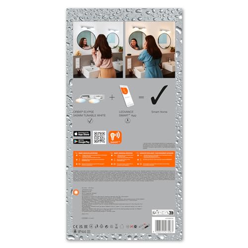 LEDVANCE Smart LED Badezimmerlampe chrome, 12W, 1000LM, 3000-6500K, 34cm, IP44, Orbis Elypse Wandleuchte, Badezimmerleuchte mit Wifi Technologie, dimmbar, steuerbar über App und Sprachassistenten