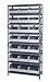 Quantum 1275-425GY Shelving Unit, 12"D x 36"L x 75"H, Carbon Steel, Galvanized with Gray Bins