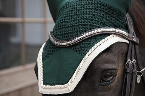 Kentucky Horsewear - Wellington Fliegenmütze - Samtkontrast - Tannengrün - Für Pferd