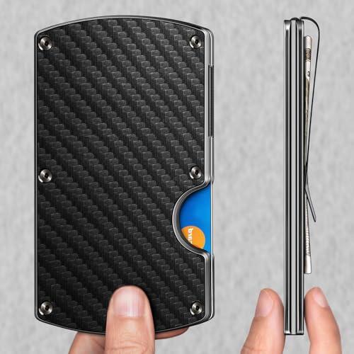 Slim Wallet,Men Wallet Money Clip Aluminum Card Holder Expandable for 12 Cards RFID Blocking