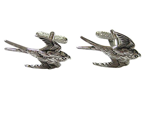 Mancuernillas Kiola Designs tonos plata pájaro miniatura 1