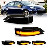 D-Lumina Sequential LED Side Mirror Turn Signal Lights Smoked Lens for Toyo-ta Corolla Camry Avalon Prius C Auris Yaris Verso Vios Scion iM, Dynamic Indicator Strip Blinker Mirror Marker Light
